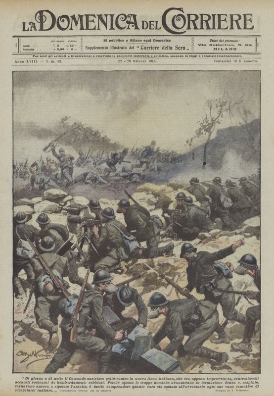 Om dagen og om natten kaster den østrigske kommando mod den nye italienske linje, hvad var det lige? af Achille Beltrame
