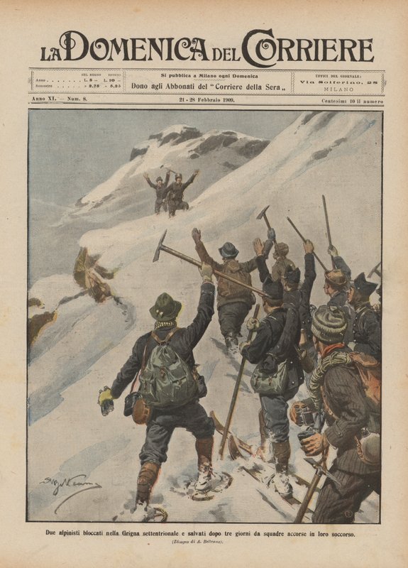 To bjergbestigere strandet i det nordlige Grigna og reddet efter tre dage af redningshold af Achille Beltrame