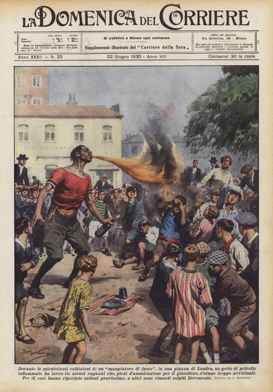 Under de fantastiske optrædener af en ildsluger, på et torv i London? af Achille Beltrame