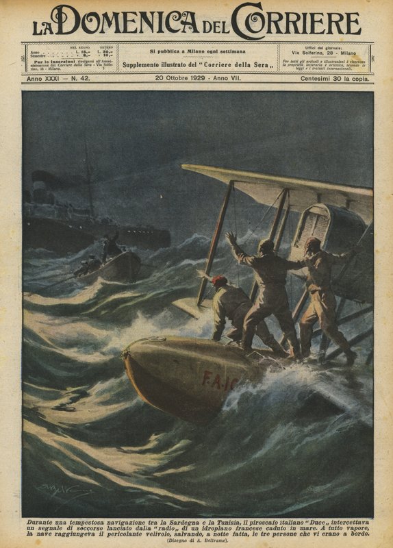 Under en stormfuld rejse mellem Sardinien og Tunesien, det italienske dampskib Duce? af Achille Beltrame