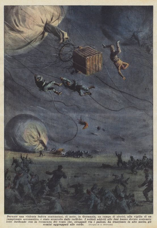 Under en voldsom storm, der brød ud i Tyskland om natten, et felt af kugler? af Achille Beltrame