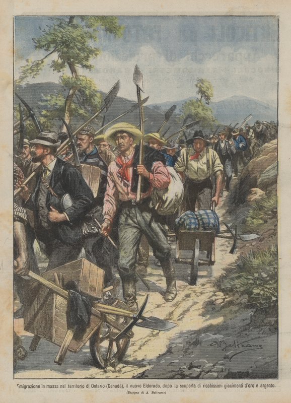 Masseudvandring til Ontario (Canada), det nye Eldorado, efter opdagelsen af ? af Achille Beltrame