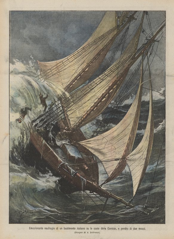 Spændende forlis af et italiensk fartøj på Korsika og tab af to knudepunkter af Achille Beltrame