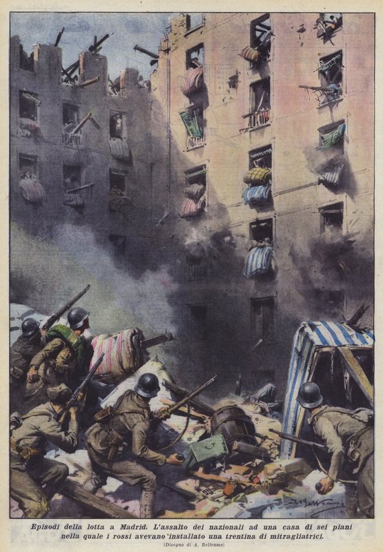 Afsnit af kampen i Madrid af Achille Beltrame