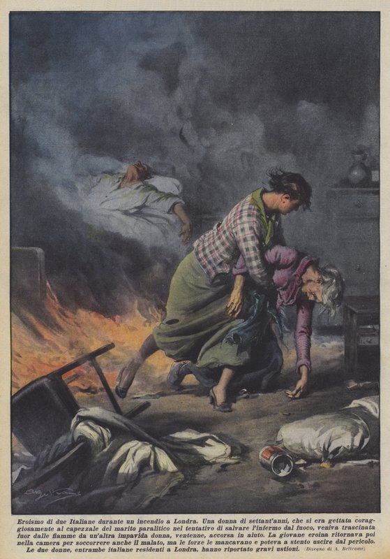 To italieneres heltemod under en brand i London af Achille Beltrame