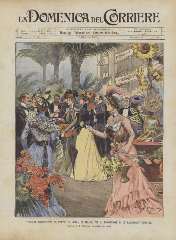 Velgørenhedsmesse i La Scala Theatre, Milano, til grundlæggelsen af ​​et populært sanatorium af Achille Beltrame