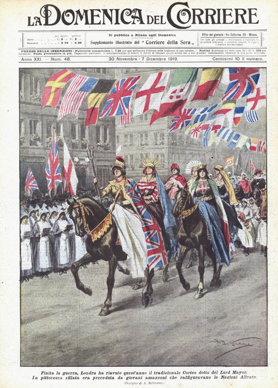 I slutningen af ​​krigen fik London i år tilbage den traditionelle procession kendt som Lord Mayor af Achille Beltrame