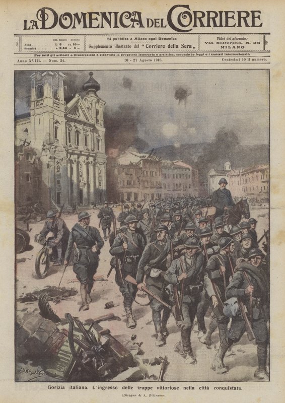 Italienske Gorizia, Lingresso af de sejrrige tropper i den erobrede by af Achille Beltrame