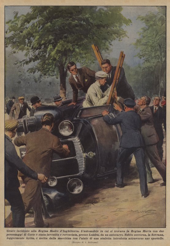 Alvorlig ulykke for Englands dronningemoder af Achille Beltrame
