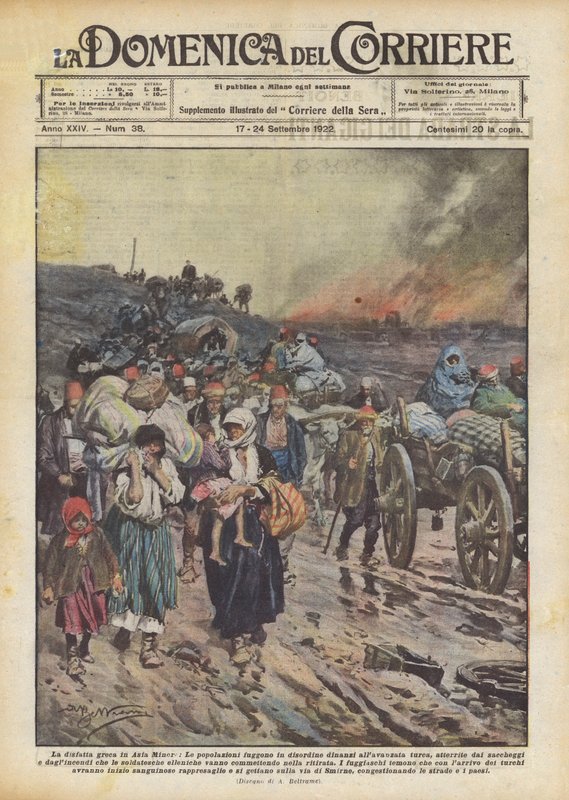 Grækere på flugt fra Smyrna, græsk-tyrkisk krig (1919-22) 1922 af Achille Beltrame