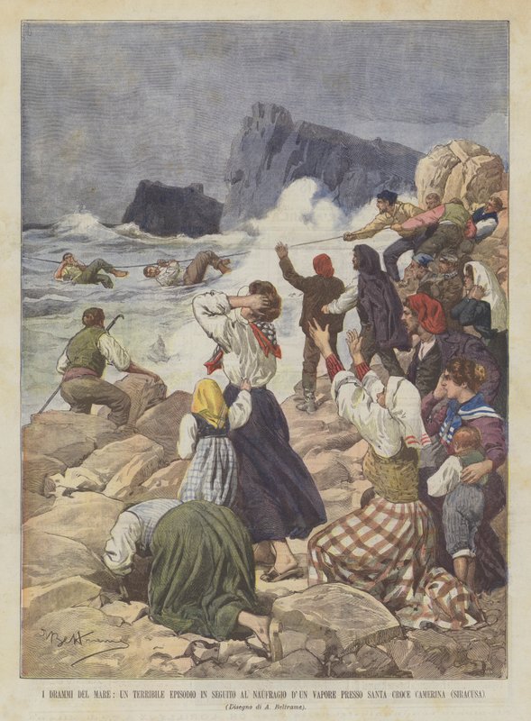I Drammi Del Mare, A Terrible Episode Following the Shipwreck Of A Steam At Santa Croce Camerina (Syracuse) af Achille Beltrame
