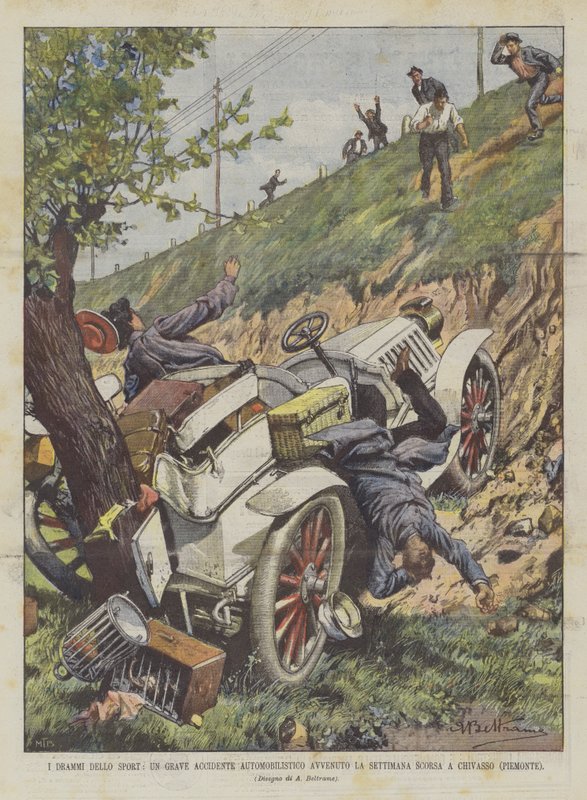 Sportsdramaer, en alvorlig bilulykke, der skete i sidste uge i Chivasso (Piemonte) af Achille Beltrame