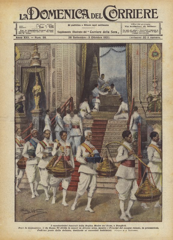 Dronningmoderen af ​​Siams karakteristiske begravelse i Bangkok af Achille Beltrame