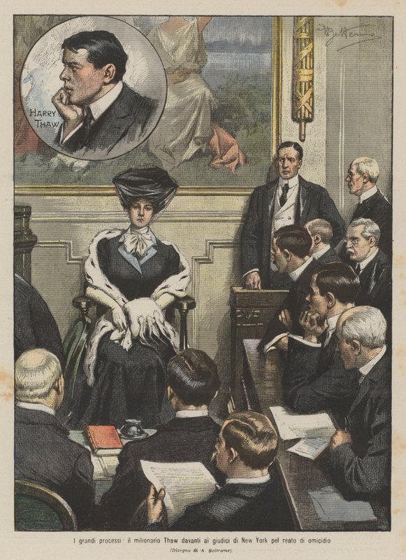 Store retssager, millionæren Thaw for New York-dommere for mordanklager af Achille Beltrame
