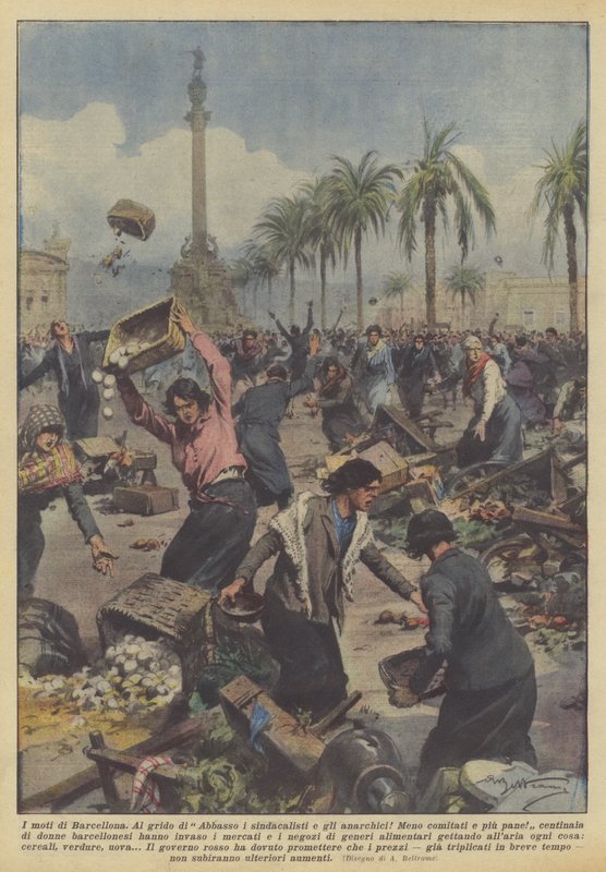 Optøjerne i Barcelona af Achille Beltrame