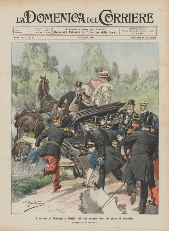 Norges konger i Paris, hvad der skete med dem i Versailles-parken af Achille Beltrame
