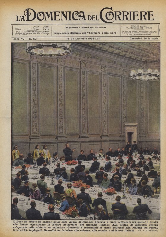 Tilbød Duce en frokost i Sala Regia i Palazzo Venezia til omkring syv hundrede arbejdere? af Achille Beltrame