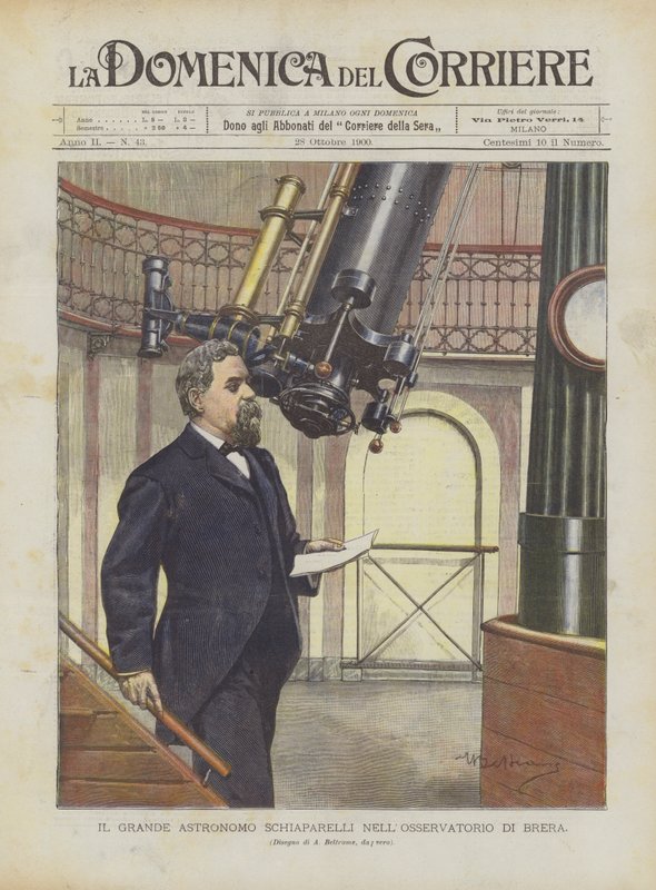 Den store astronom Schiaparelli i Brera-observatoriet af Achille Beltrame