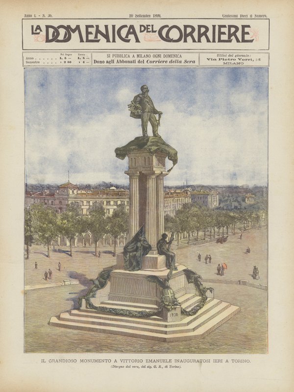 Det storslåede monument til Vittorio Emanuele blev indviet i går i Torino af Achille Beltrame