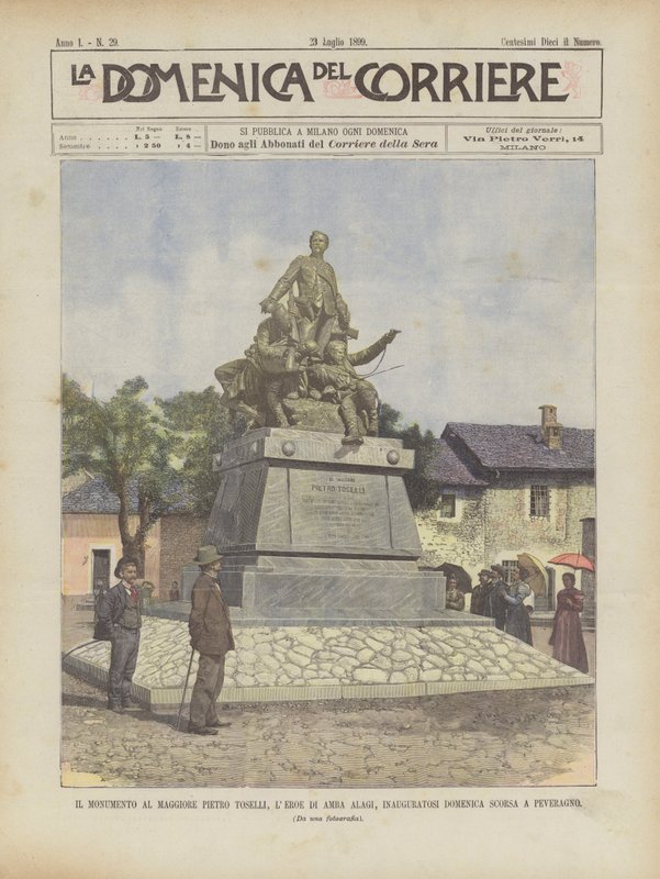 Monumentet til major Pietro Toselli, Amba Alagis helt, blev indviet sidste søndag i Peveragno af Achille Beltrame
