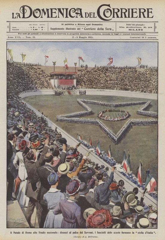 Roms jul på Nationalstadionet, foran Suverænernes æske, skolebørn? af Achille Beltrame