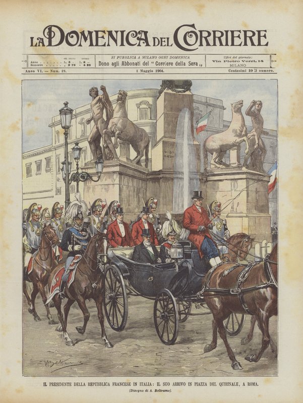 Præsidenten for den franske republik i Italien, hans ankomst til Piazza Del Quirinale, Rom af Achille Beltrame