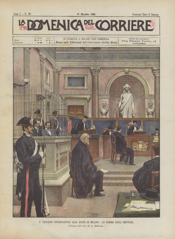 Notarbartolo Retssagen ved Assizes of Milano, de tiltaltes bur af Achille Beltrame