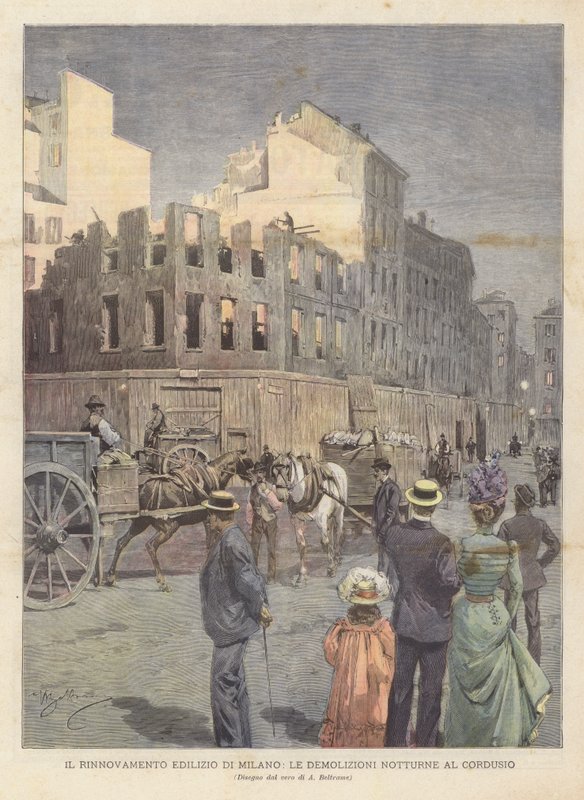 Renovering af Milano-bygningen, Nattedemolitionerne i Cordusio af Achille Beltrame