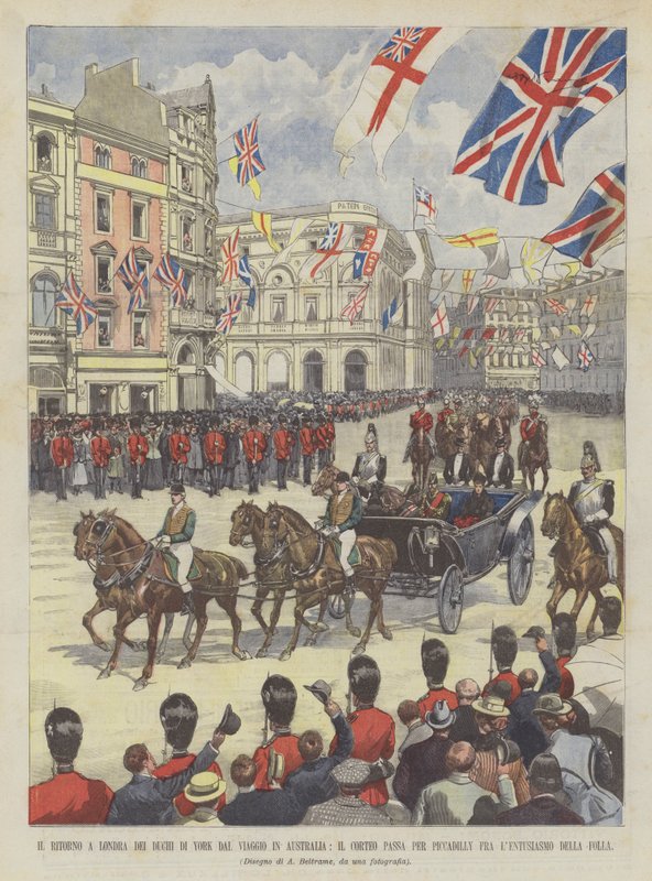 York Dughis vender tilbage til London Fra deres rejse til Australien, går processionen gennem Piccadilly Fra? af Achille Beltrame