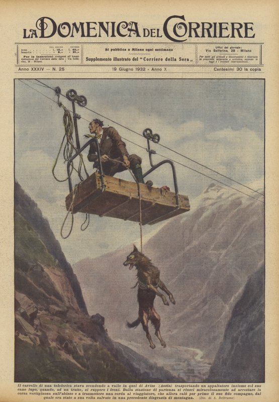 Var vognen fra en svævebane på vej ned til dalen i Avise (Aosta)? af Achille Beltrame