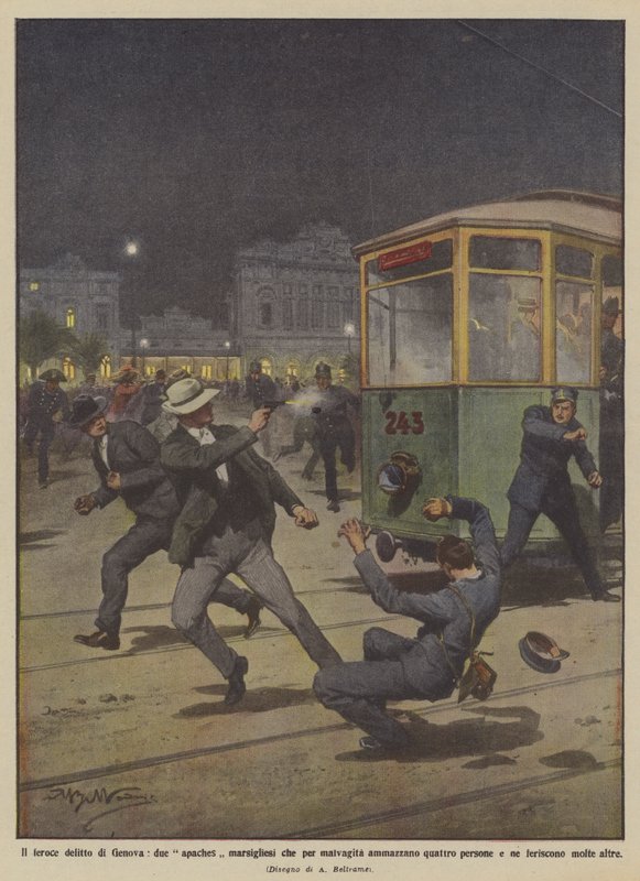 Den grusomme forbrydelse i Genova, to apacher fra Marseille, der af ondskab dræber fire mennesker? af Achille Beltrame