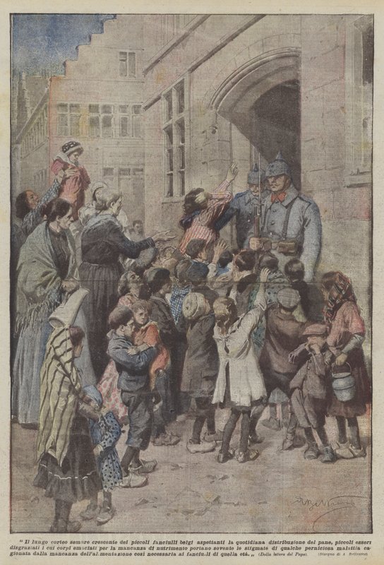Den lange, stadigt voksende procession af unge belgiske børn af Achille Beltrame