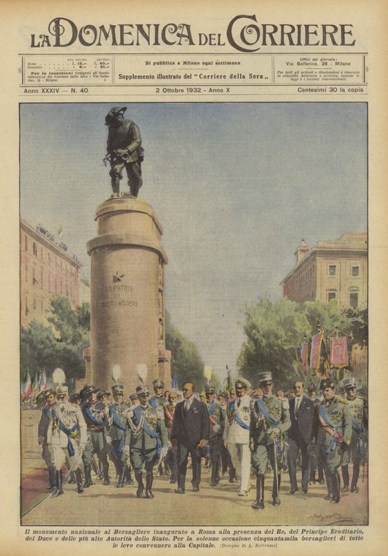 Det nationale monument til Bersagliere indviet i Rom i nærværelse af kongen? af Achille Beltrame