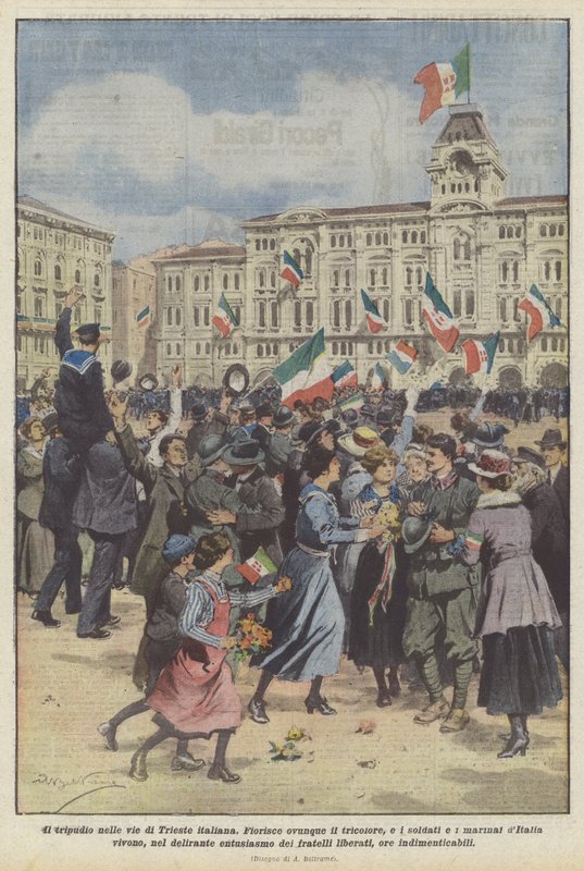 Optøjer i gaderne i italienske Trieste af Achille Beltrame