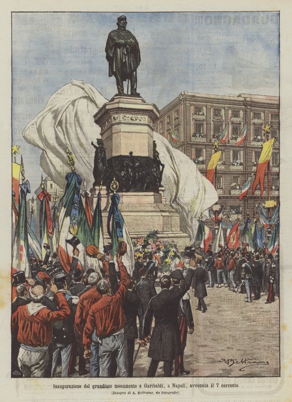 Indvielse af det grandiose monument til Garibaldi, i Napoli, som fandt sted den 7. af Achille Beltrame