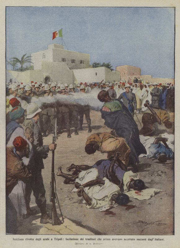 Forræderisk arabisk oprør i Tripoli, nedskydning af forrædere, der tidligere havde accepteret ? af Achille Beltrame
