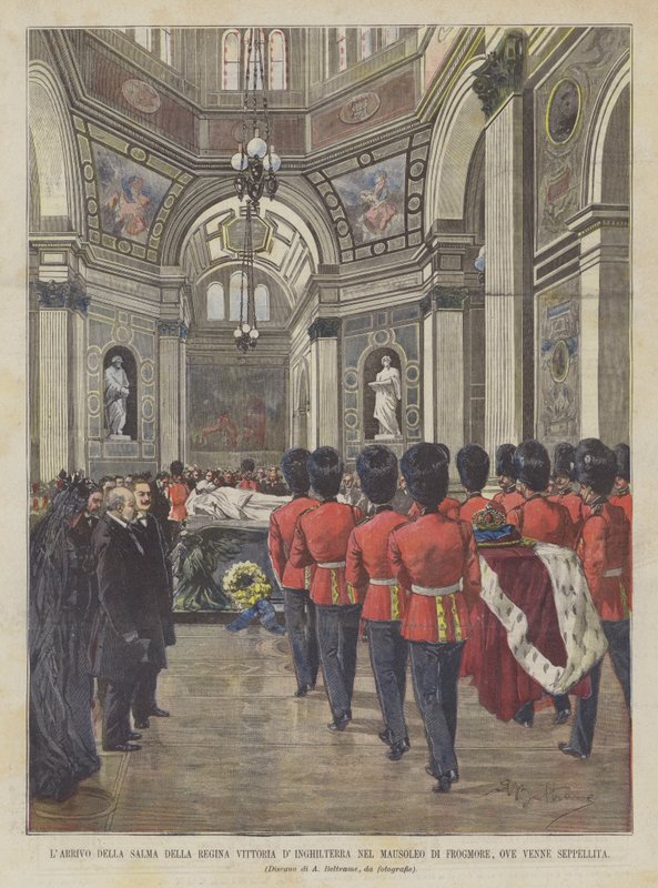 Dronning Victoria af Englands ankomst til Frogmore Mausoleum, hvor hun blev begravet af Achille Beltrame