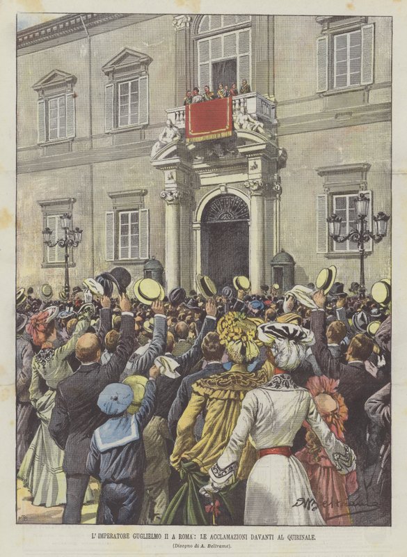Kejser Vilhelm II i Rom, Akklamationerne foran Quirinalen af Achille Beltrame