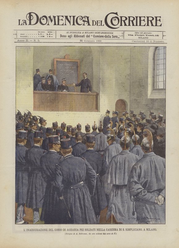 Indvielse af Landbrugskursus for Soldater i S Simpliciano Kaserne i Milano af Achille Beltrame