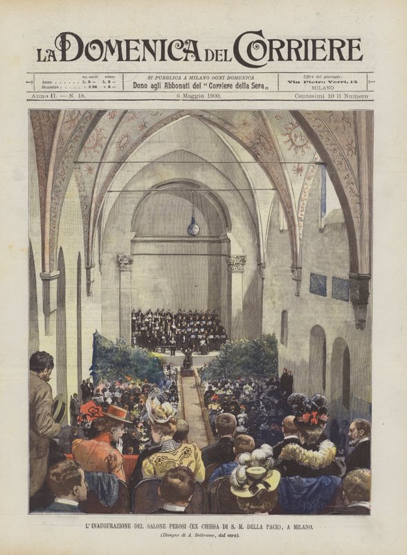 Indvielsen af ​​Salone Perosi (tidligere kirke af SM Della Pace), i Milano af Achille Beltrame