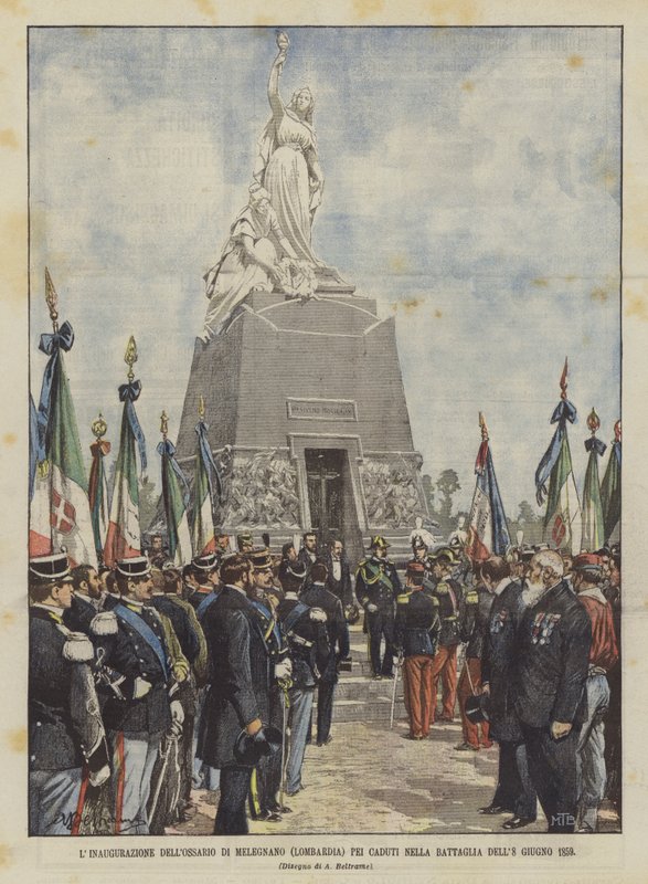 Indvielsen af ​​Ossario Di Melegnano (Lombardia) for de faldne i slaget den 8. juni 1859 af Achille Beltrame