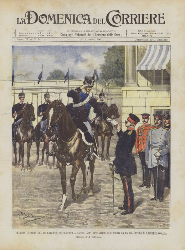 Kong Umbertos sidste brev præsenteret for Cassel til kejser William af en fangst af Novara Lancers af Achille Beltrame