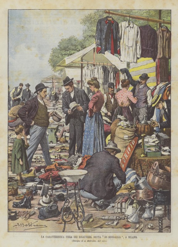 Den karakteristiske messe i Rigattieri, kaldet Sinigallia i Milano af Achille Beltrame