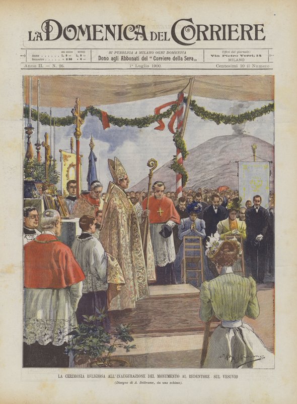 Den religiøse ceremoni ved indvielsen af ​​monumentet for Forløseren på Vesuv af Achille Beltrame