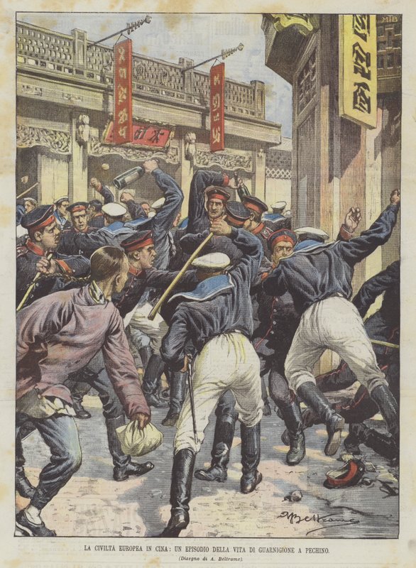 Den europæiske civilisation i Kina, en episode fra Beijing Garrison Life af Achille Beltrame