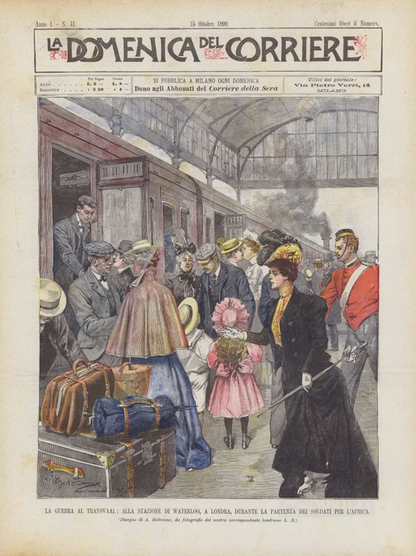 Krigen ved Transvaal, på Waterloo Station, London, under afrejsen af ​​soldater til Afrika af Achille Beltrame