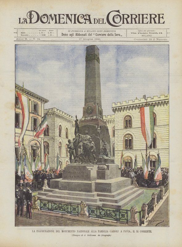 Indvielsen af ​​nationalmonumentet for Cairoli-familien i Pavia, den nuværende 14 af Achille Beltrame
