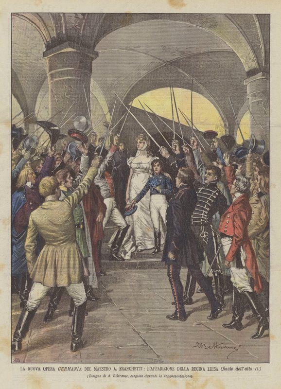 La Nuova Opera Germania Del Maestro A Franchetti, LApparizione Della Regina Luisa (finale af akt II) af Achille Beltrame
