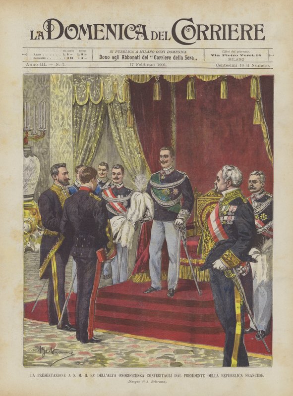 Præsentationen til HM Kongen af ​​den høje ære, der blev skænket ham af præsidenten for den franske republik af Achille Beltrame