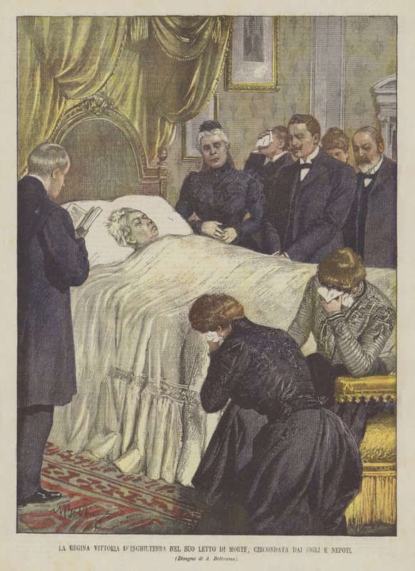 Dronning Victoria af England i sit dødsleje omgivet af sine børn og børnebørn af Achille Beltrame